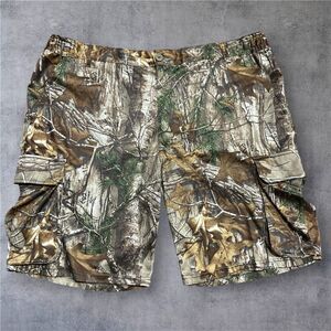 Realtree Outdoors Tree Bark Camo Brown Green Cargo Shorts Men's Size XL
